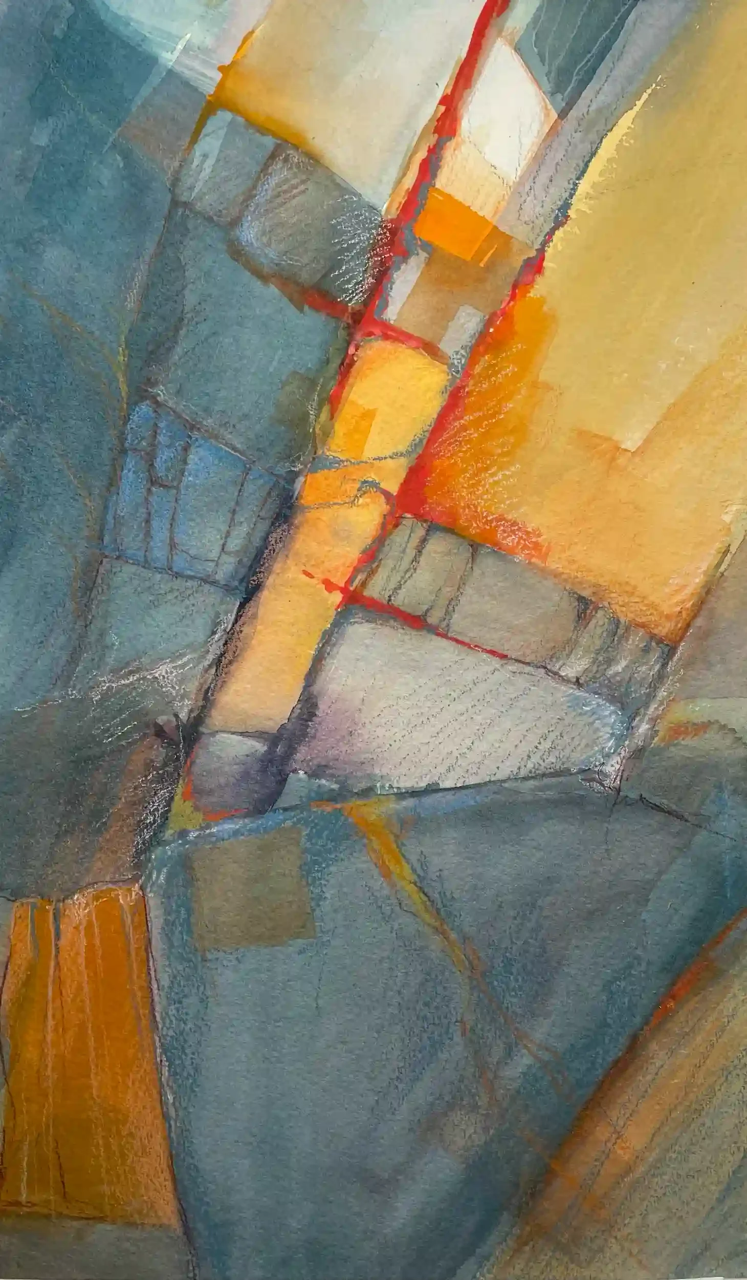  Staying The Course  Mixed media, 22-1/4 x 15-5/8" German silver metal frame, white mat. 2021. $1050