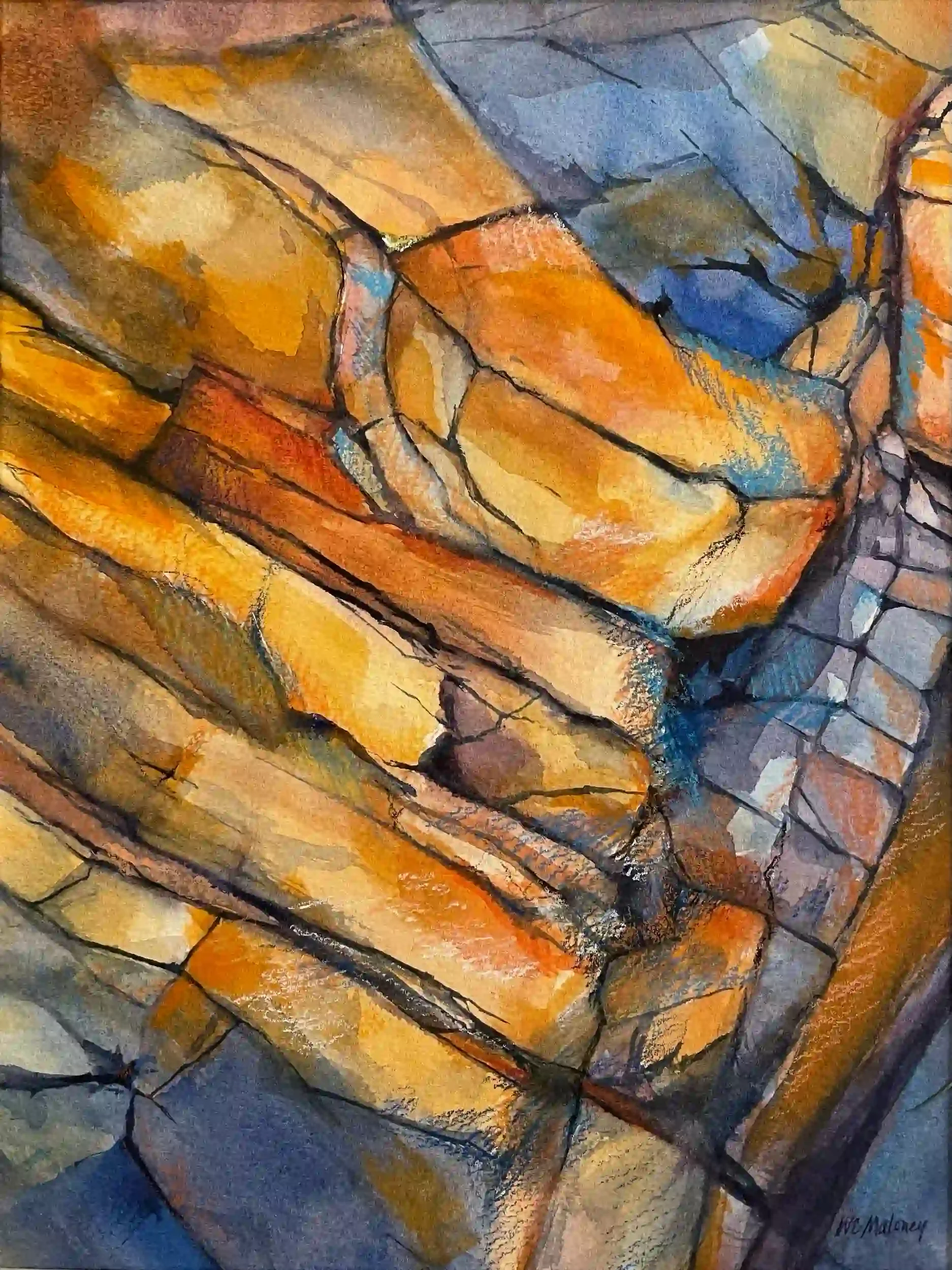  Glow  Watercolor, colored pencil, 16-1/8 x 14-1/8" German silver metal frame, white mat. 2021. $700