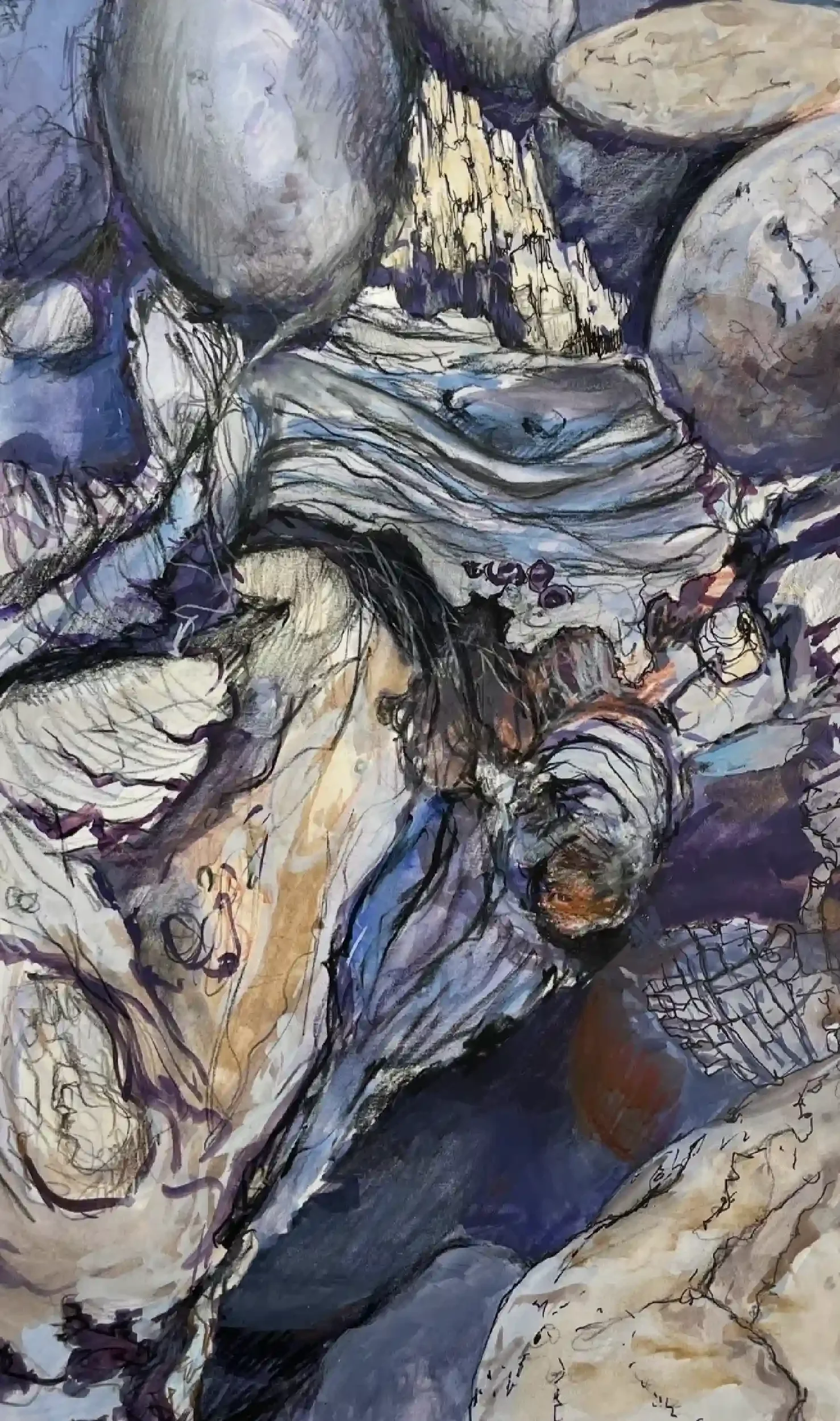  Indigo  Watercolor and gouache on paper, 21-5/8 x 15-5/8" Brushed silver metal frame. 2026. $975