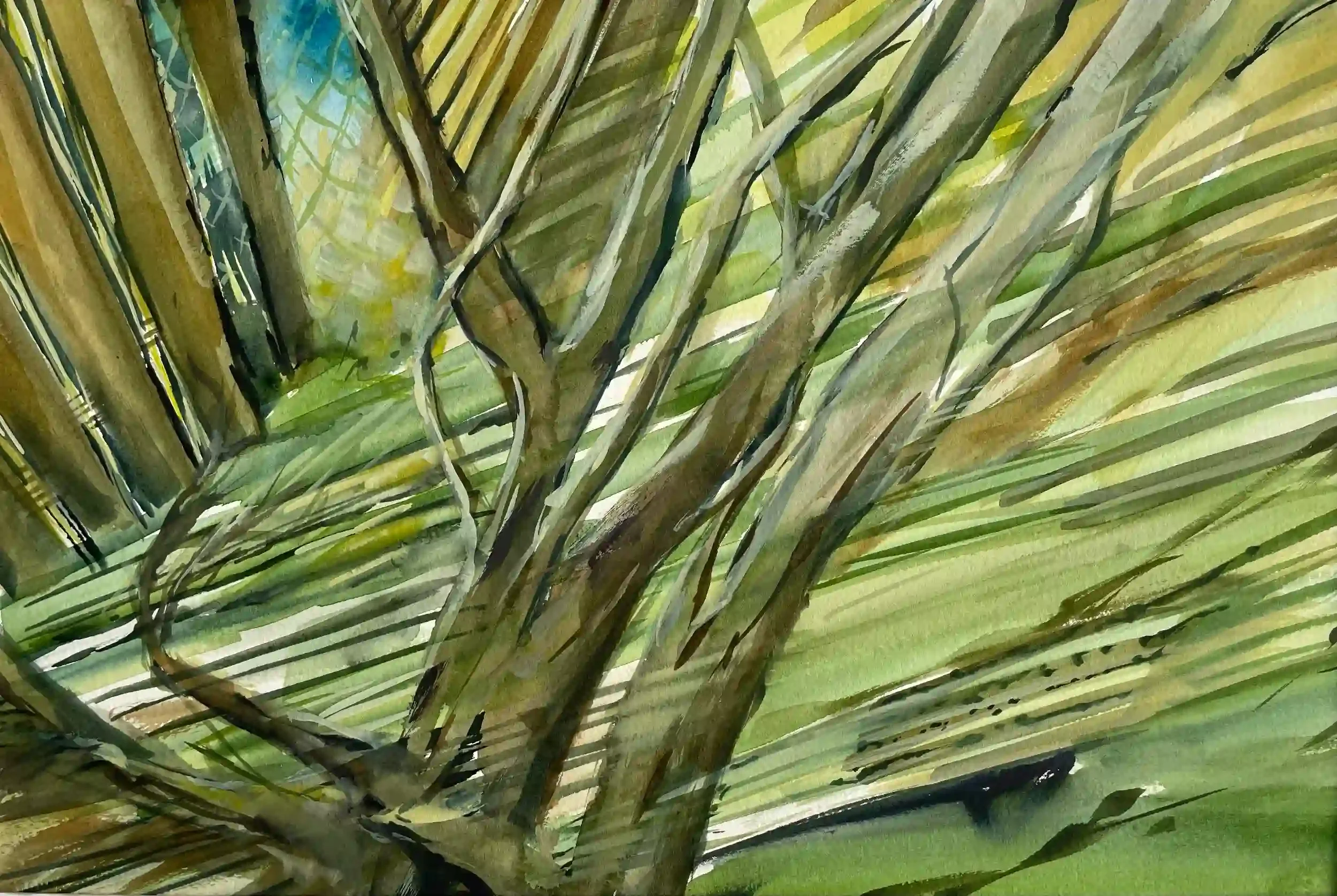  Spring Wind  Mixed media on paper, 20-1/8 x 27-5/8" Brushed silver metal frame, white mat. 2024. $1195