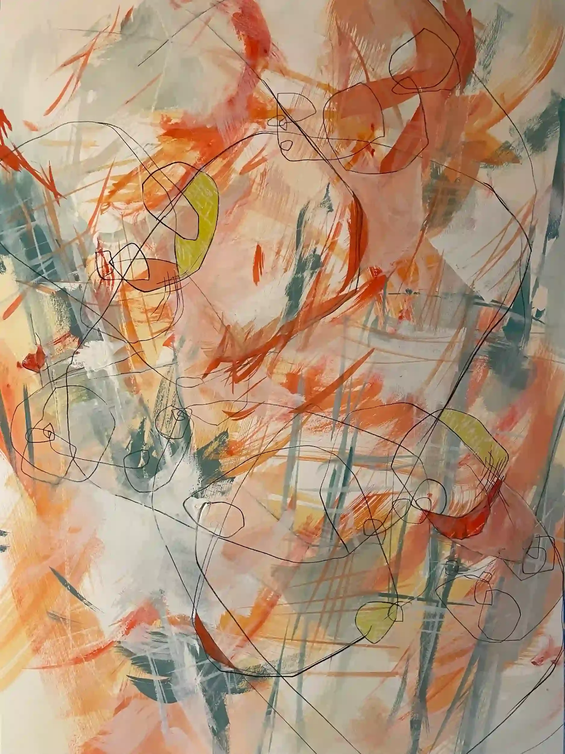  Viva Vivaldi II  Mixed media on paper, 35-5/8 x 28-1/8" Brushed silver metal frame, white mat. 2026. $2500