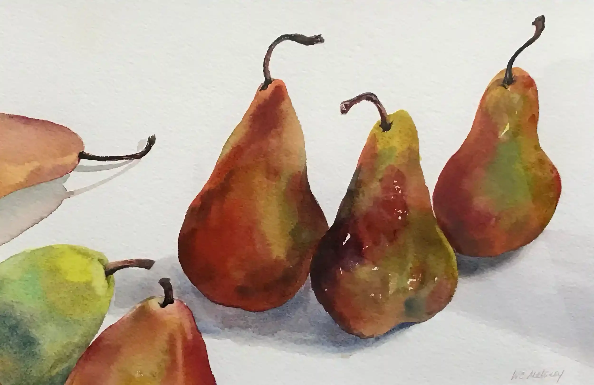  Conversation  Watercolor, 17-1/8 x 22-1/8 Cherry wood frame, white mat. 2017. $875
