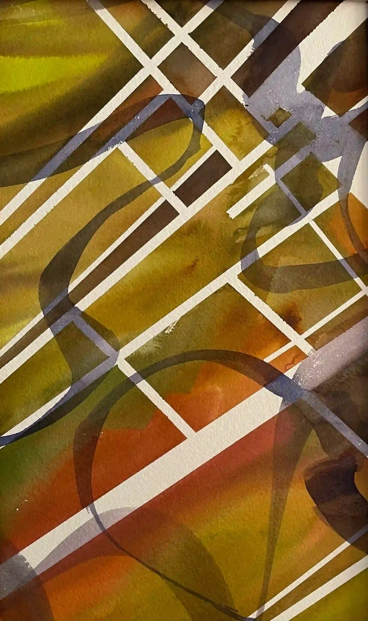  Autumn Melody  Watercolor, 21-1/8 x 15-1/8" German sliver metal frame, white mat. 2021. $795