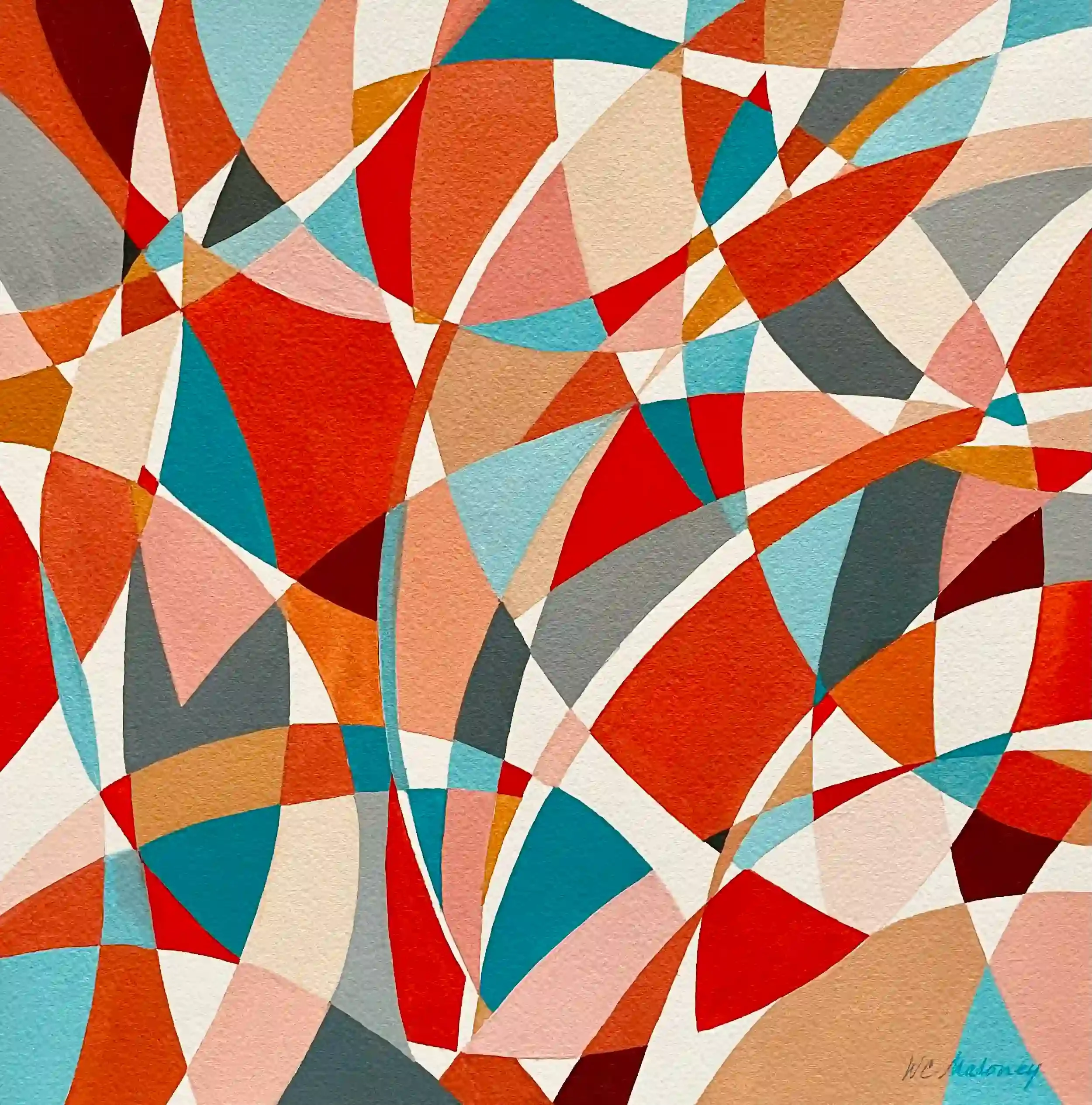  Circumscribed  Gouache on paper, 16-3/8 x 16-3/8" German silver metal frame, white mat. 2025. $825