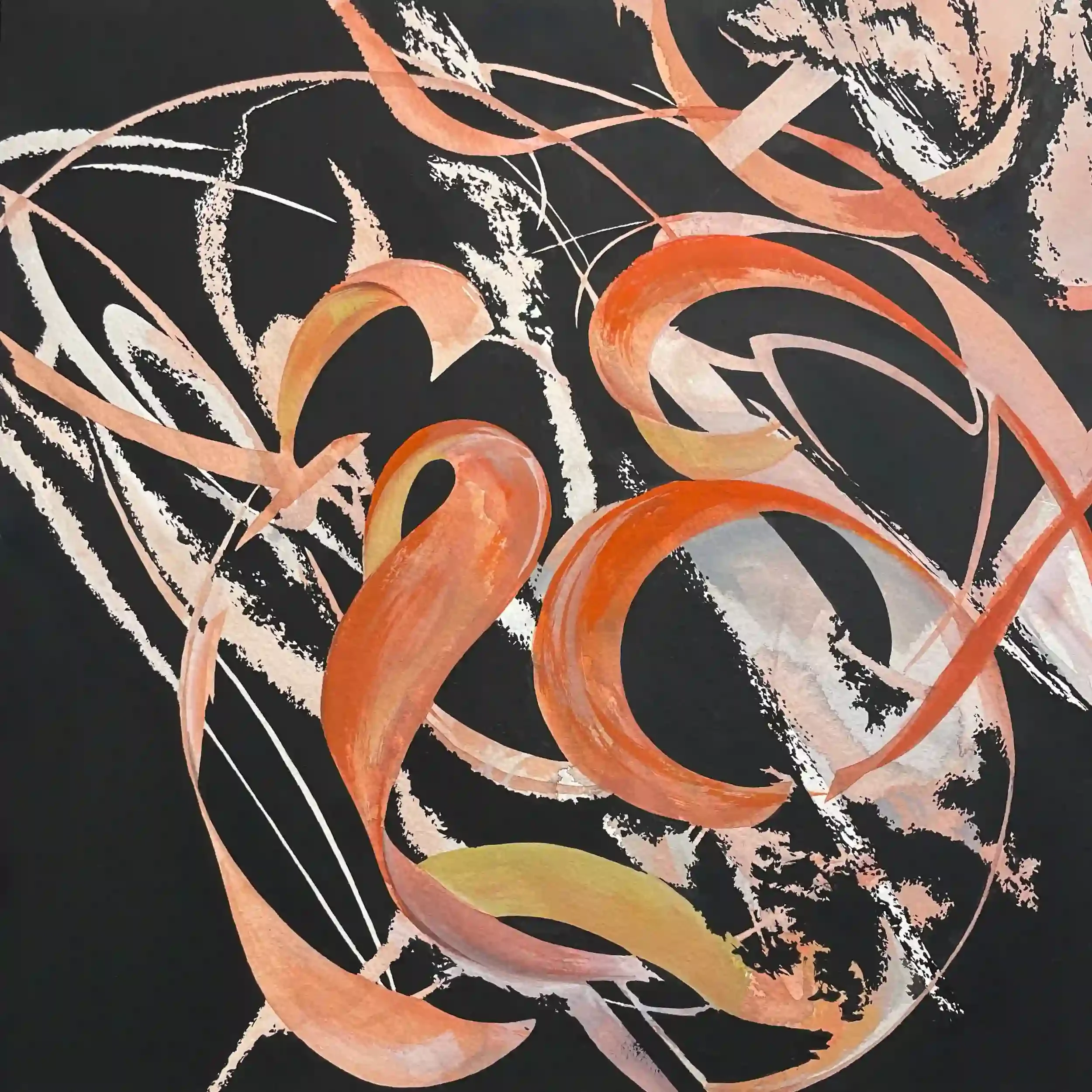  Mardi Gras  Watercolor and gouache on paper, 20-1/8 x 20-1/8" Black metal frame, white mat. 2026. $1025