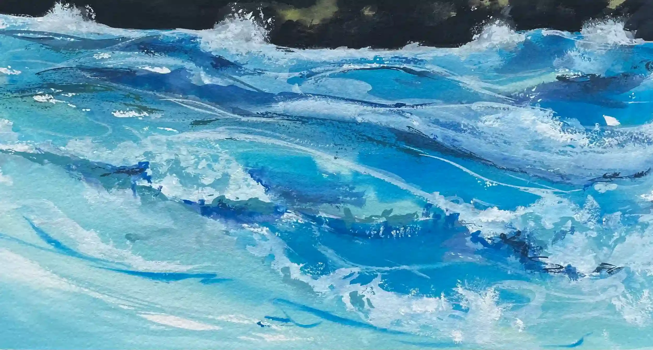  Over The Falls, Niagara River   Gouache on paper, 13-5/8 x 20-1/8" Black metal frame, white mat. 2024. $850
