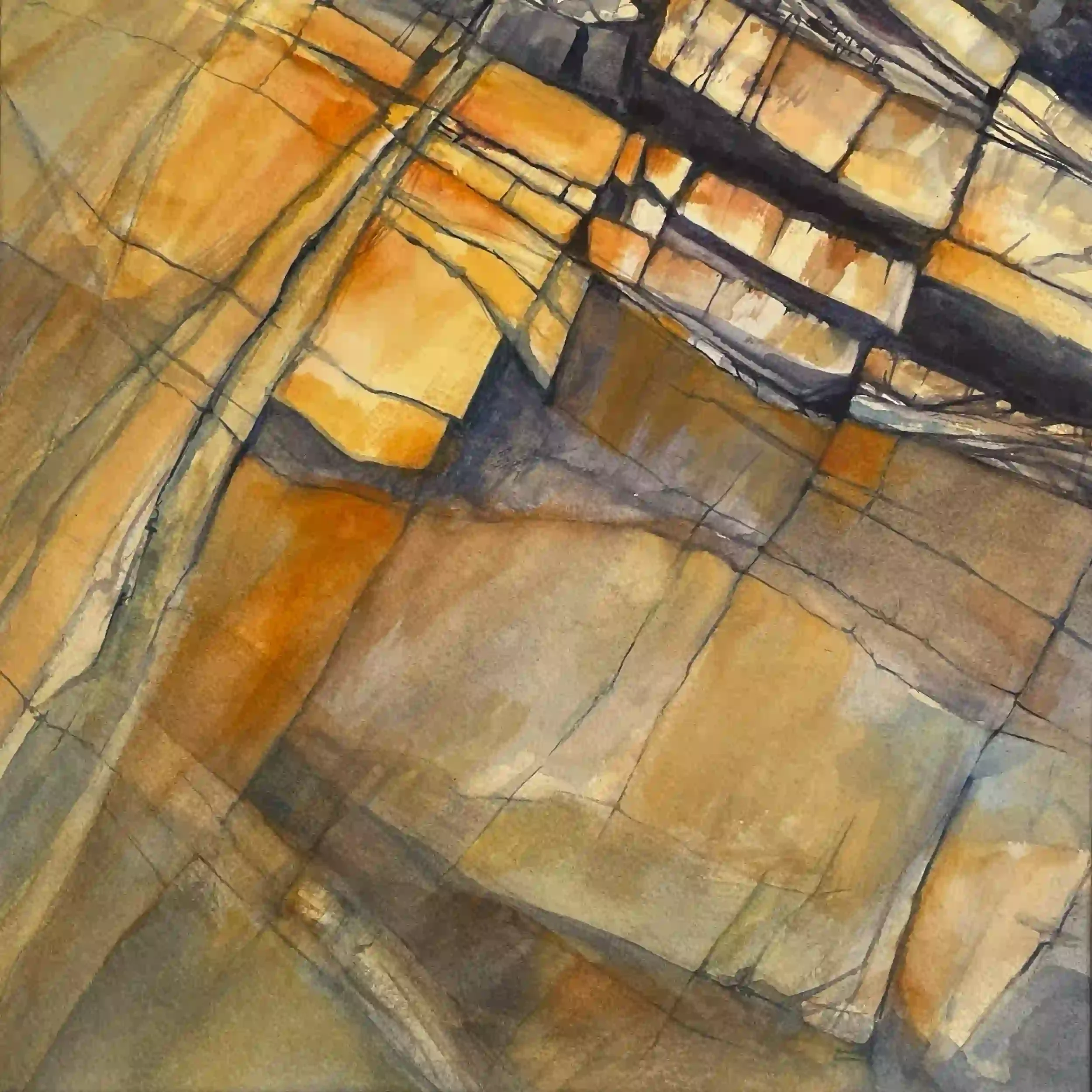  New Hampshire Ascent  Watercolor, 20-1/8 x 20-1/8" German silver metal frame, white mat. 2021. $1025