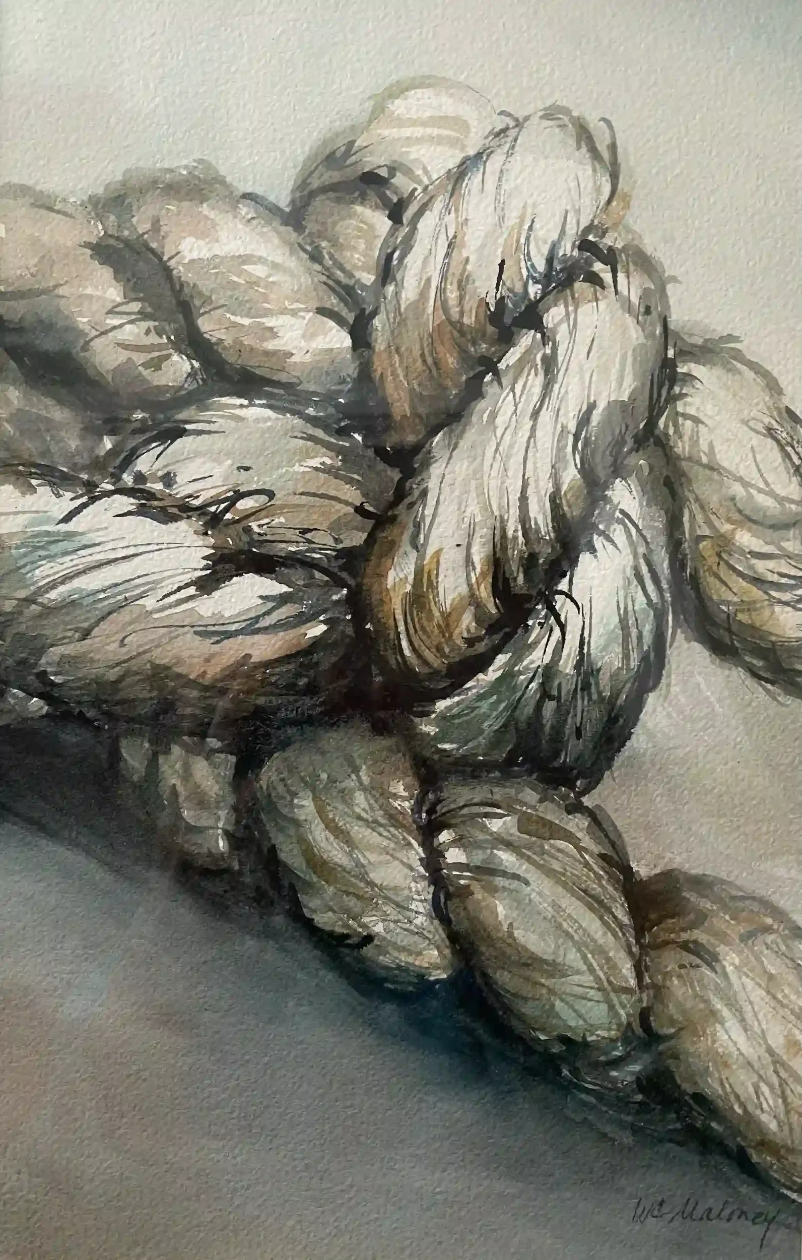 Nautical Rope  Watercolor, 20-1/8 x 15-1/4" Gunmetal gray metal frame, white mat. 2012. $775
