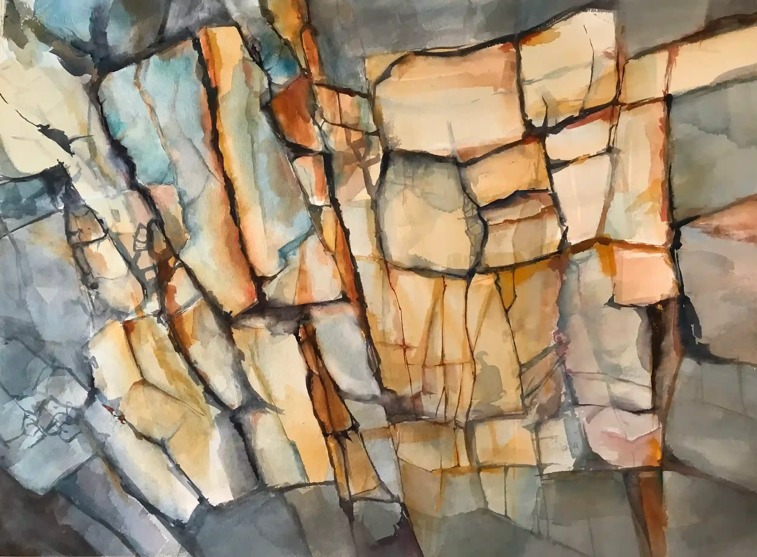  Time  Watercolor, 30 x 37-1/4" German silver metal frame, white mat. 2018. $2500