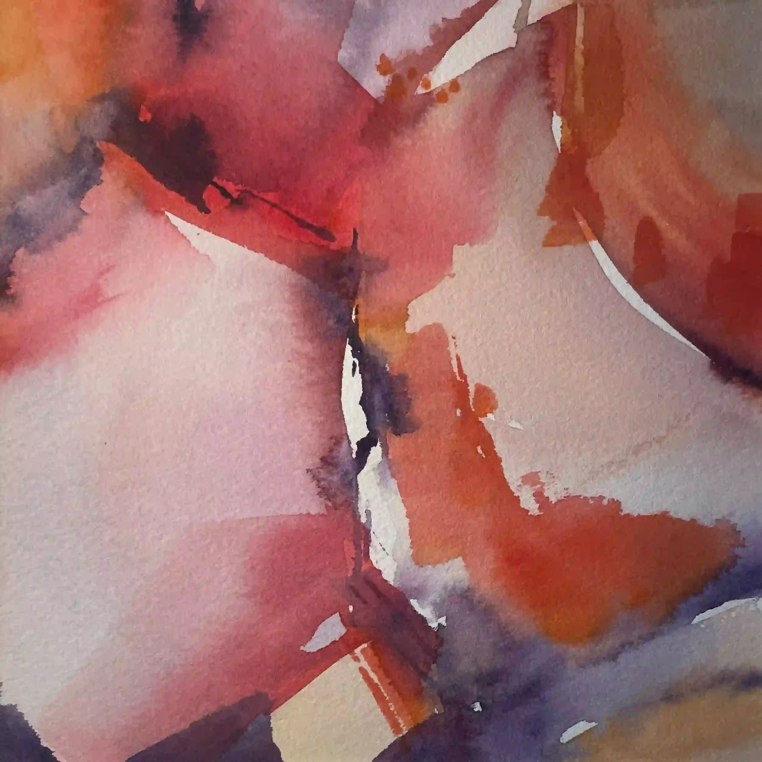  Cheek to Cheek  Watercolor, 13-1/8 x 13-1/8" Brushed silver metal frame, white mat. 2023. $625