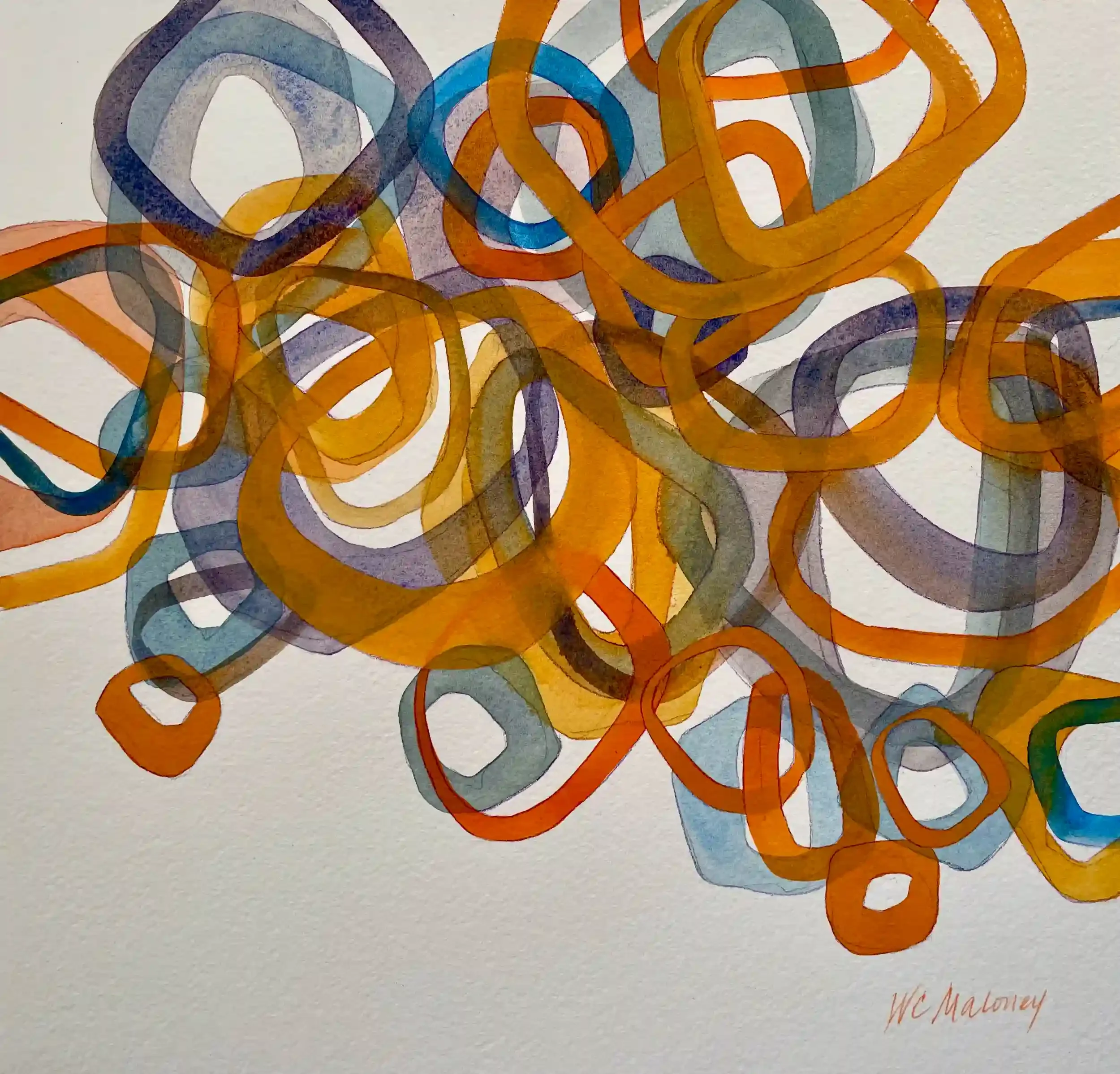  Coming Around  Mixed media, 16 x 16-3/8" Brushed silver metal frame, white mat. 2023. $750
