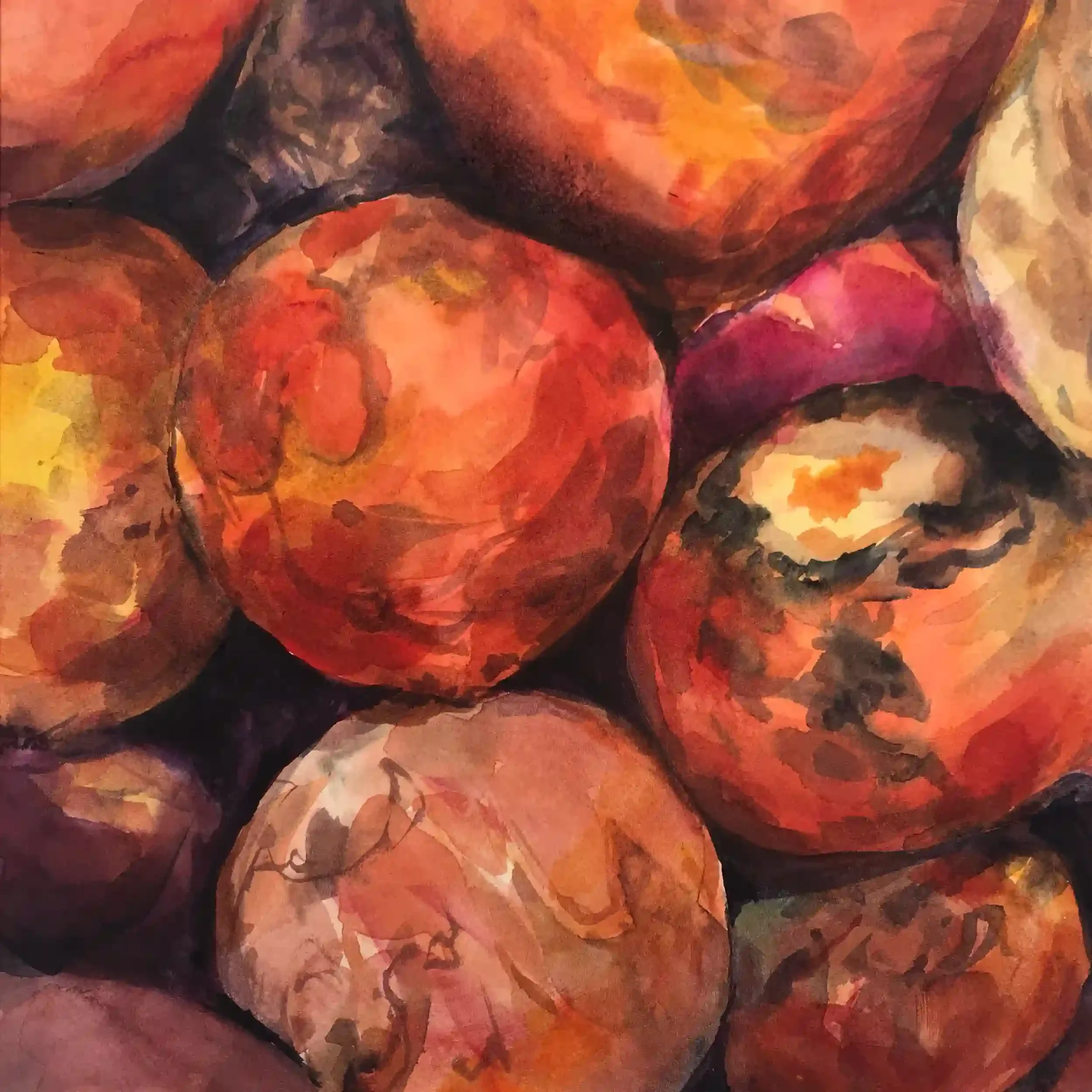  Love At First Sight  Watercolor, 16-1/4 x 16” Cherry wood frame, white mat. 2020. $675
