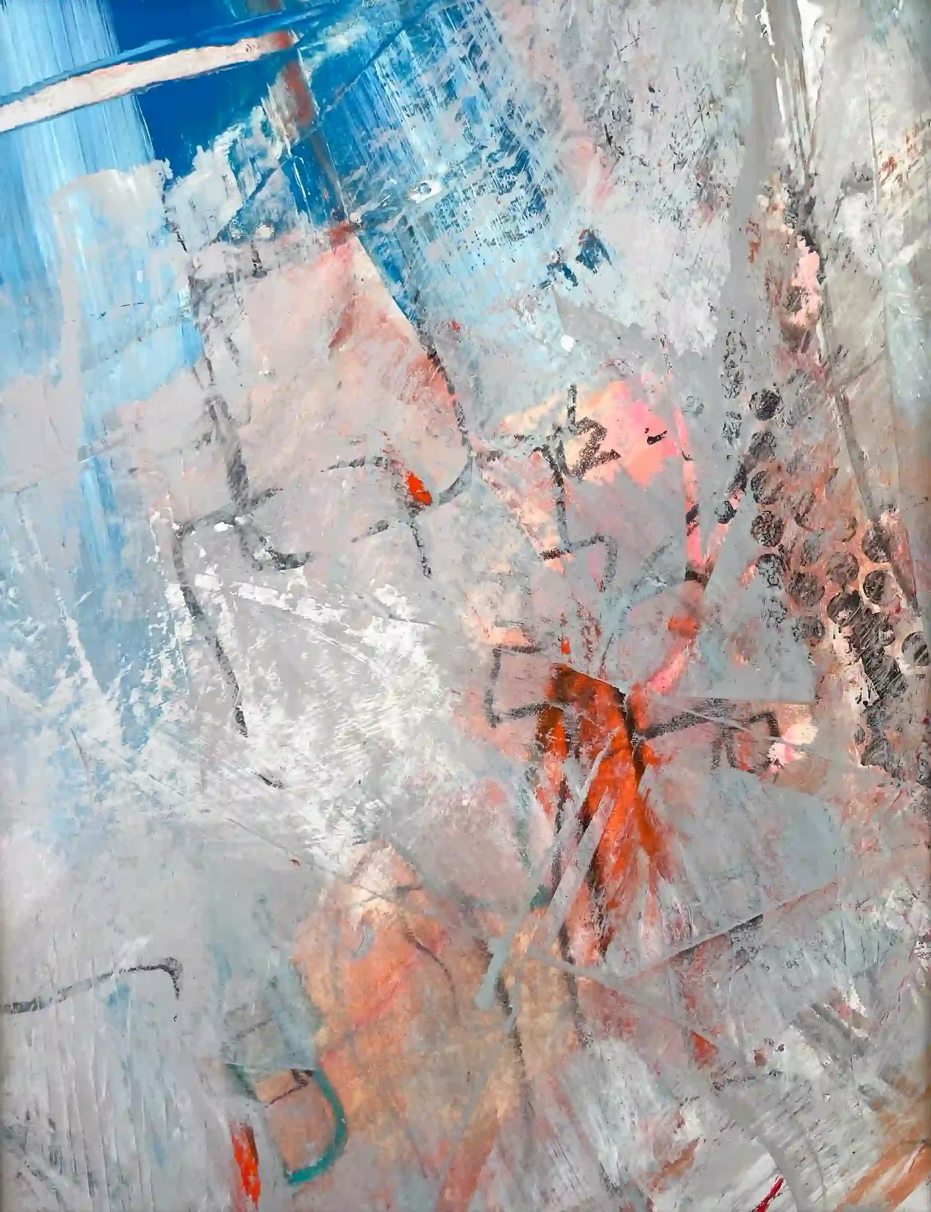  Emergent IV  Mixed media on paper, 11-1/8 x 9-5/8" German silver metal frame, white mat. 2026. $525