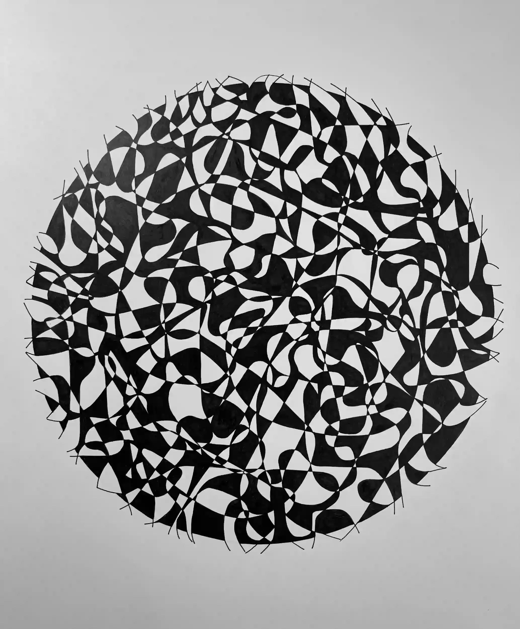  Discourse  Archival ink on paper, 18-1/4 x 16-3/4" Black metal frame, white mat. 2025. $850