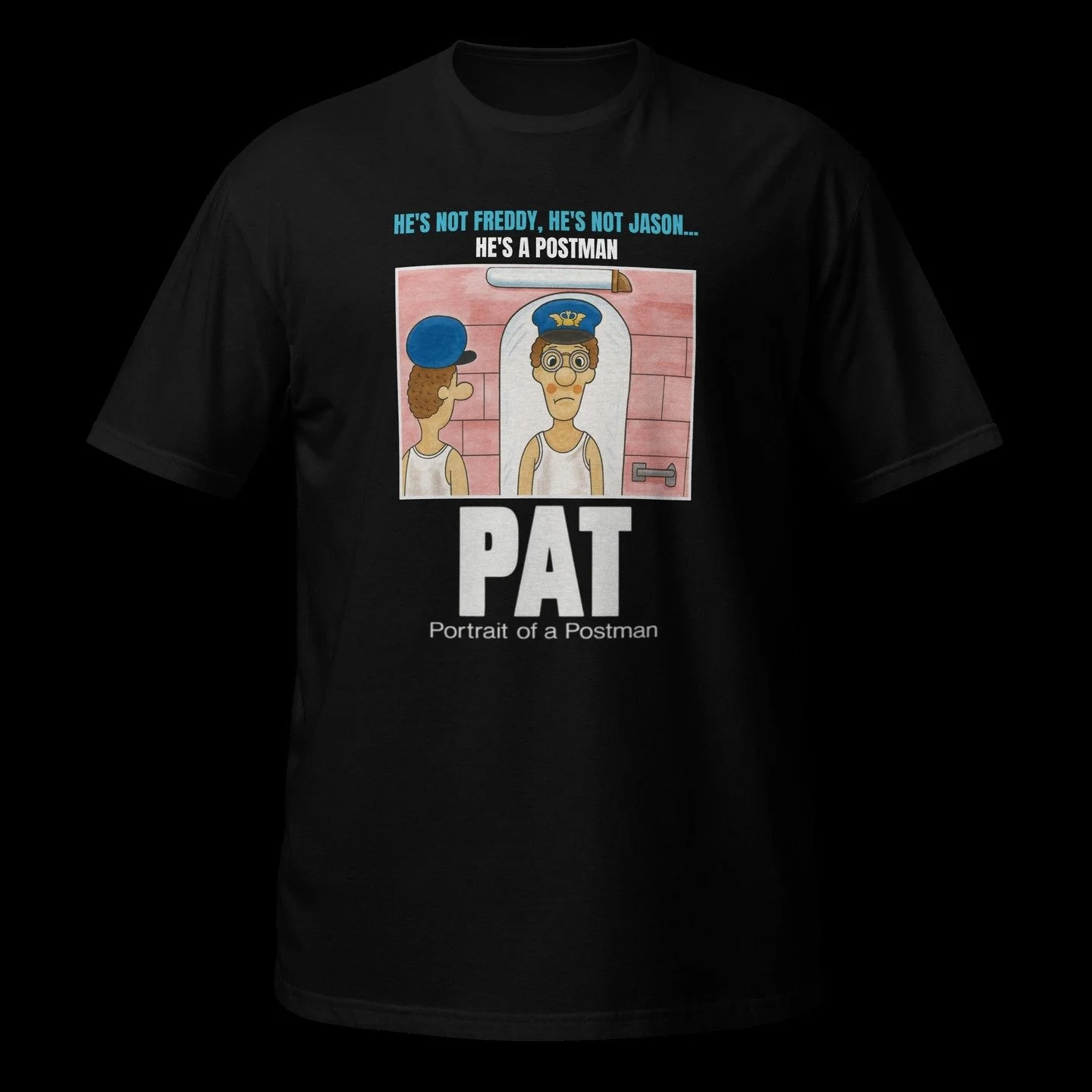 Portrait of a Postman!
He's not Freddy, He's not Jason ... He's a Postman! Ever wondered what Postman Pat actually carried around in that large brown sack? Only Jess knows and he's not talking...
New t-shirt drop this week.
#tshirt #horror #horrortsh