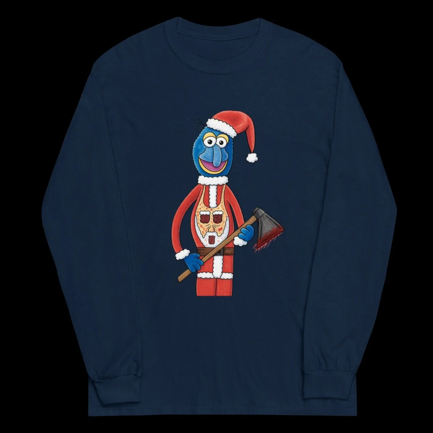 Santa Slay!
'Tis the season for some bloodshed! Gonzo is living out his cosplay fantasy by taking over the role of jolly Saint Nick. Complete with Silent Night, Deadly Night axe and a face mask that is certainly not part of a Korean beauty range. Mer