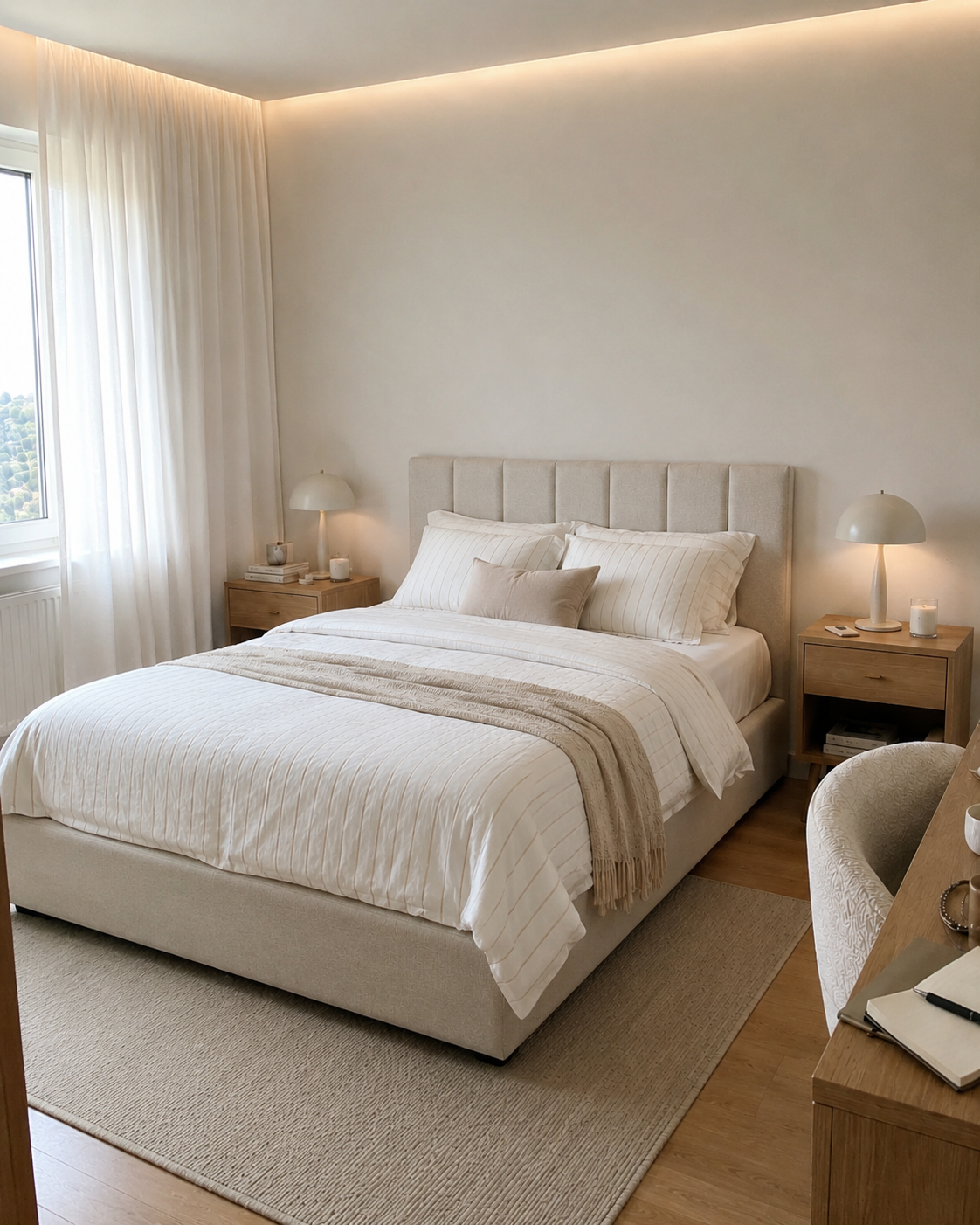 Cama Estofada Bege