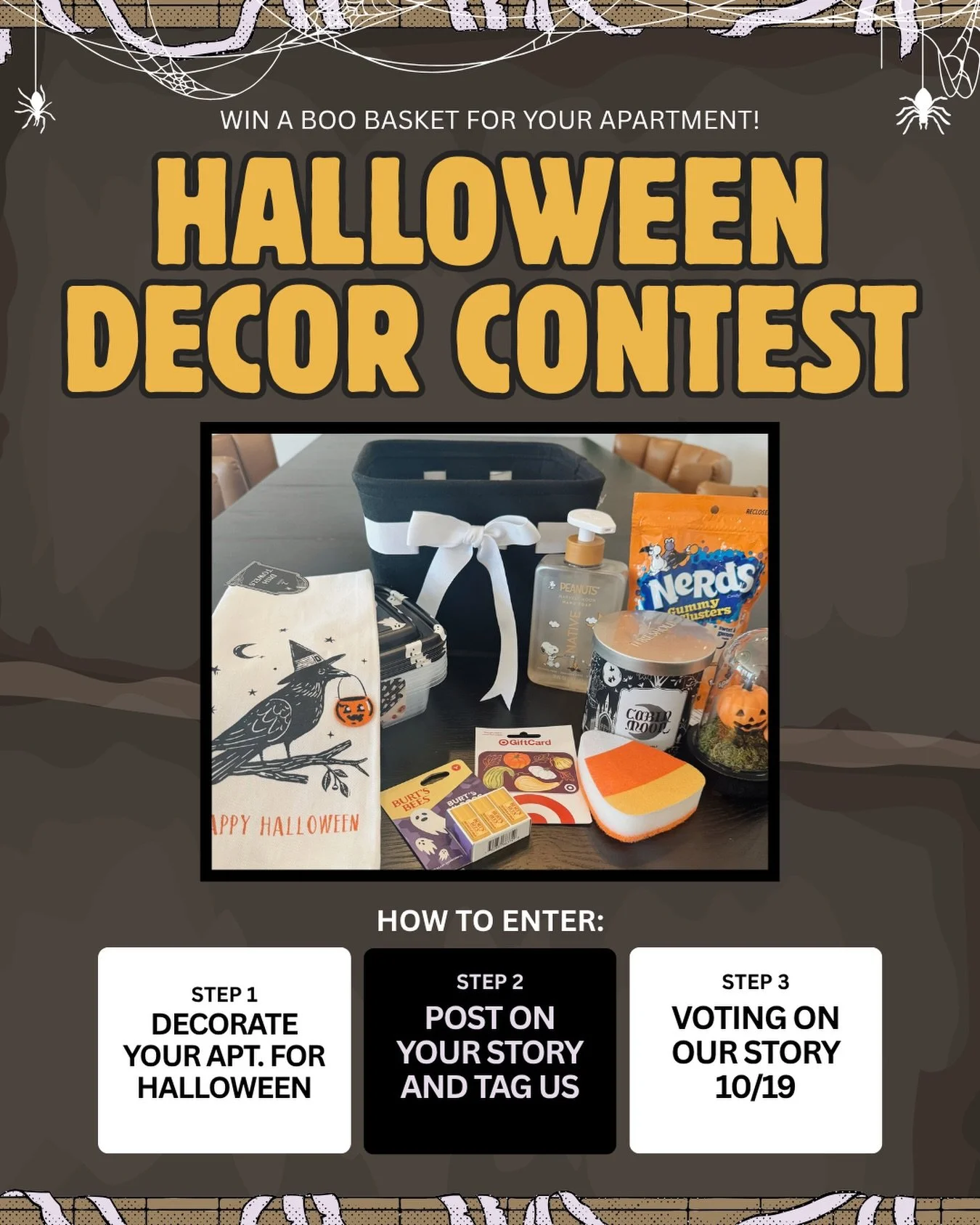 🎃👻 Halloween Apartment Decor Contest 👻🎃
Think your apartment has the best Halloween vibes? Now&rsquo;s your chance to show them off!
📸 To enter: &bull; Post a photo of your Halloween decor on your Instagram Story &bull; Tag us so we can add your