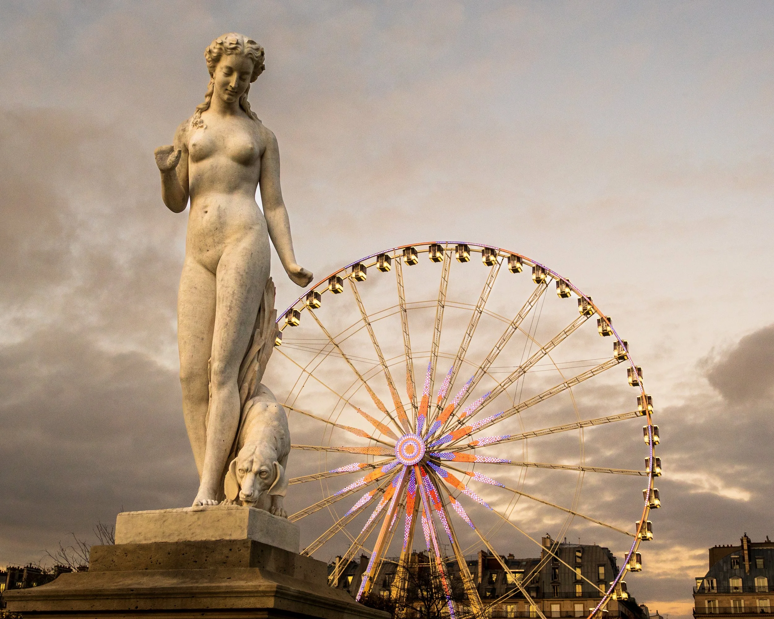 Woman having a fair, Tuileries Garden, The Louvre, Paris, France.