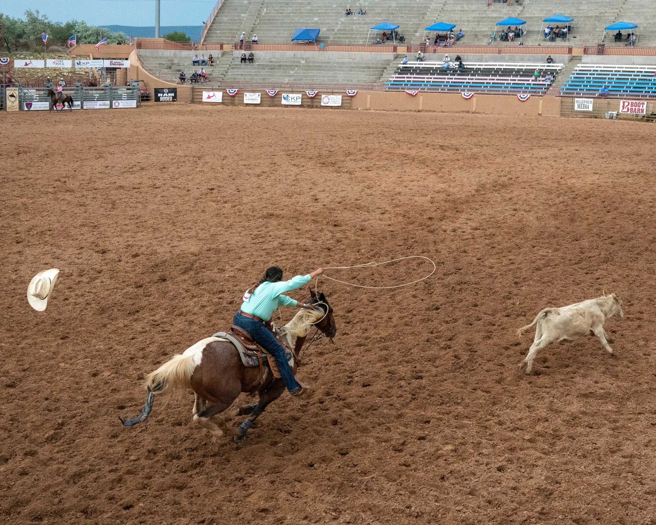 Woman competing in the breakaway rodeo competition, Gallup, New Mexico