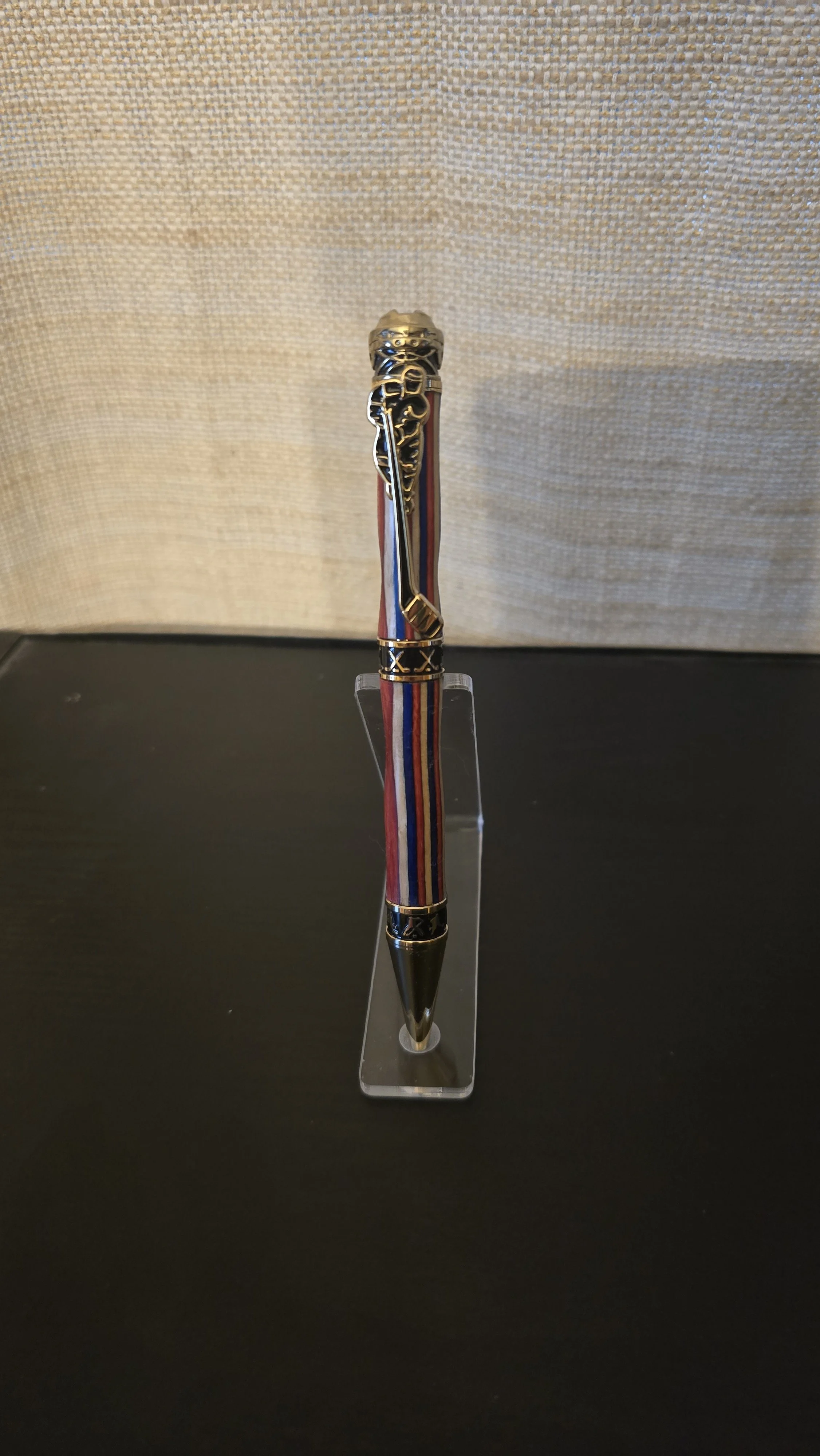Hand Crafted USA Hockey Pen with Gold Finish