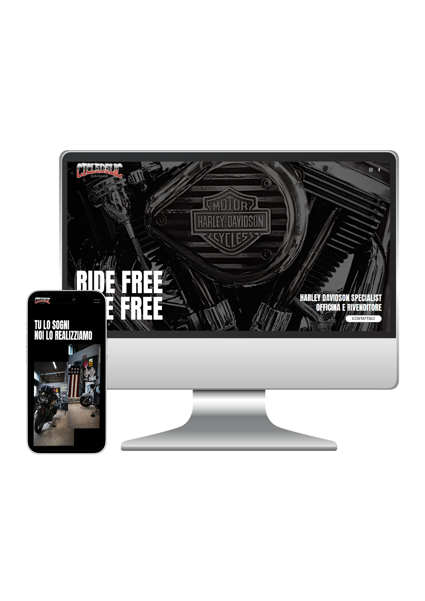 Cycledelic garage Gozzano sito web harley davidson creato da andrea bizzetti