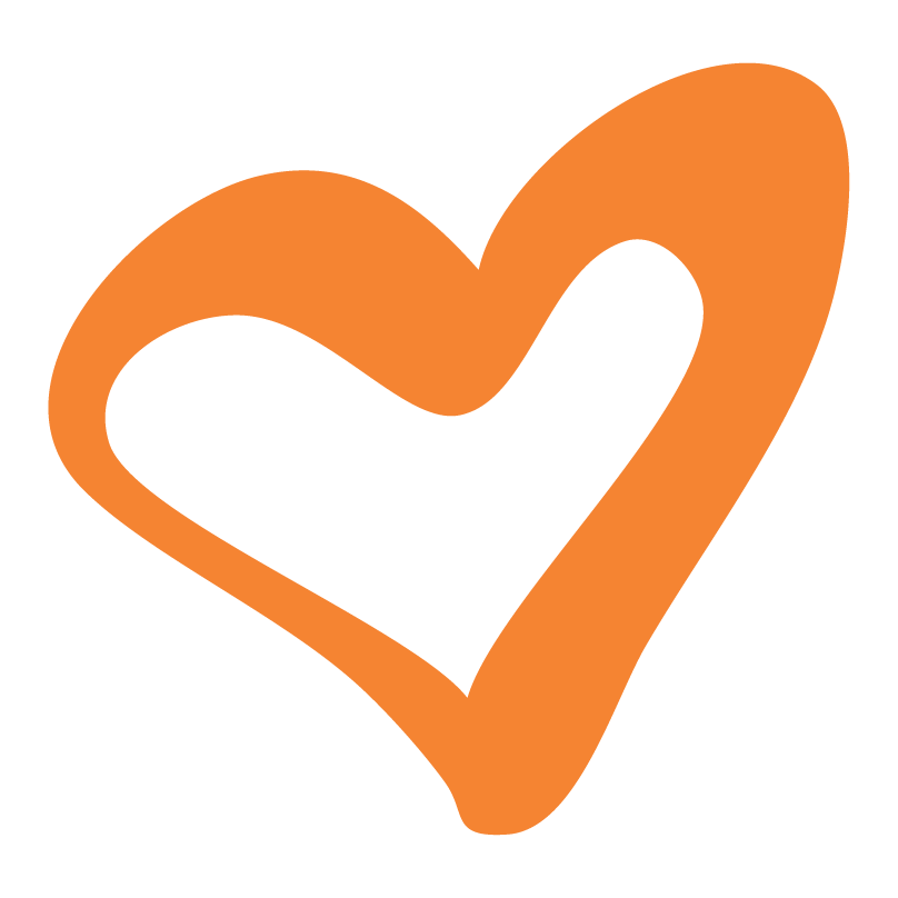 Orange heart outline on a black background.