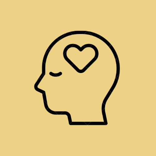 Illustration of a human head profile with a heart inside