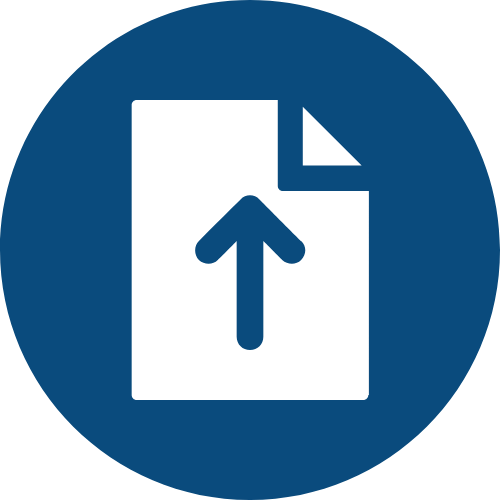 An icon of a document with an upward arrow, indicating uploading or sharing a file.