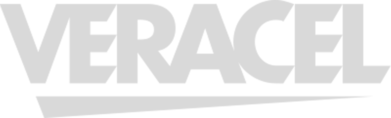 Logotipo com a palavra 'VERACE' em letras grandes e cinza, com uma linha antiga na parte inferior