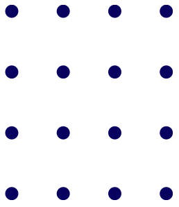 Disposizione di palline blu su sfondo bianco.