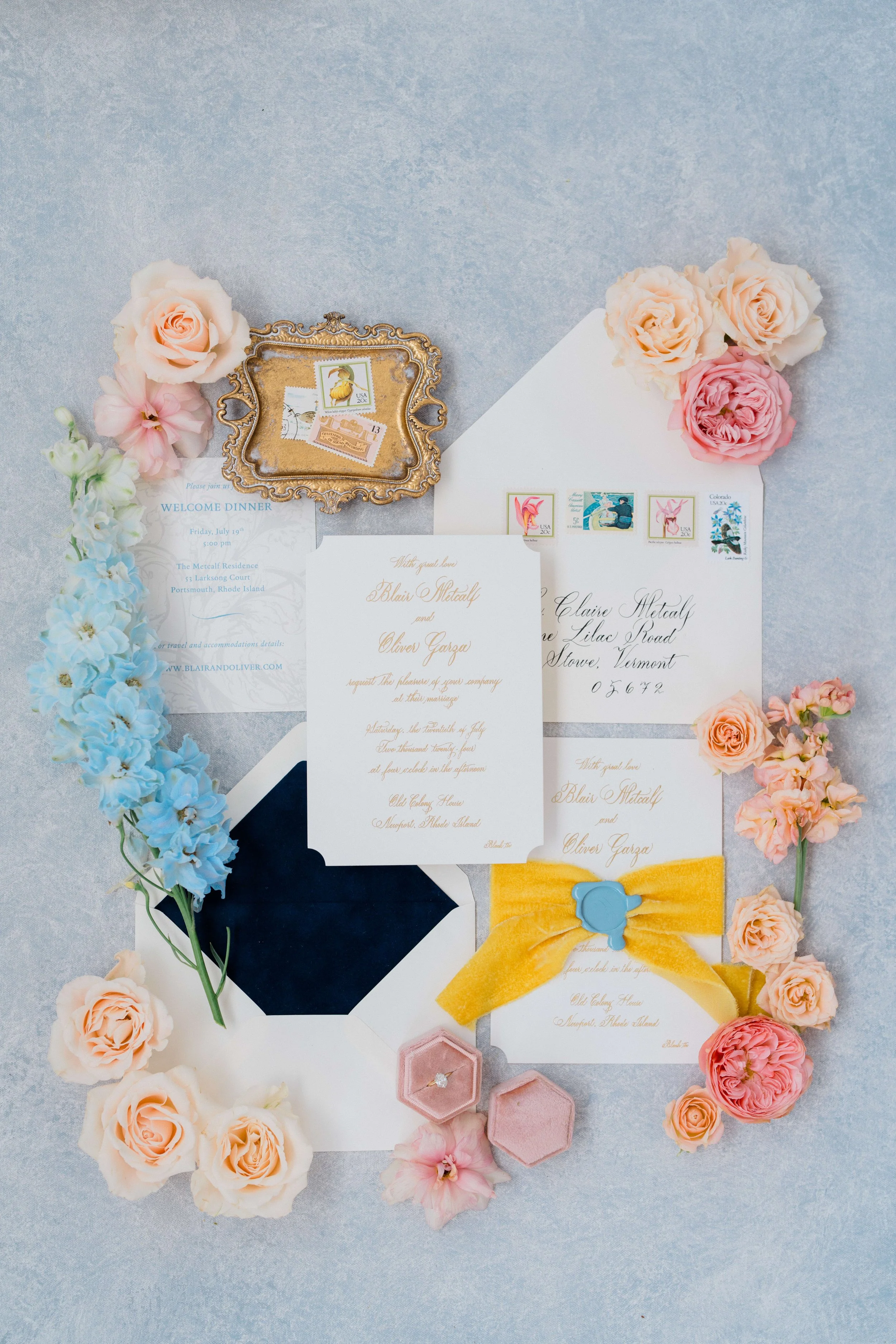 Custom wedding invitation for a Newport, RI wedding
