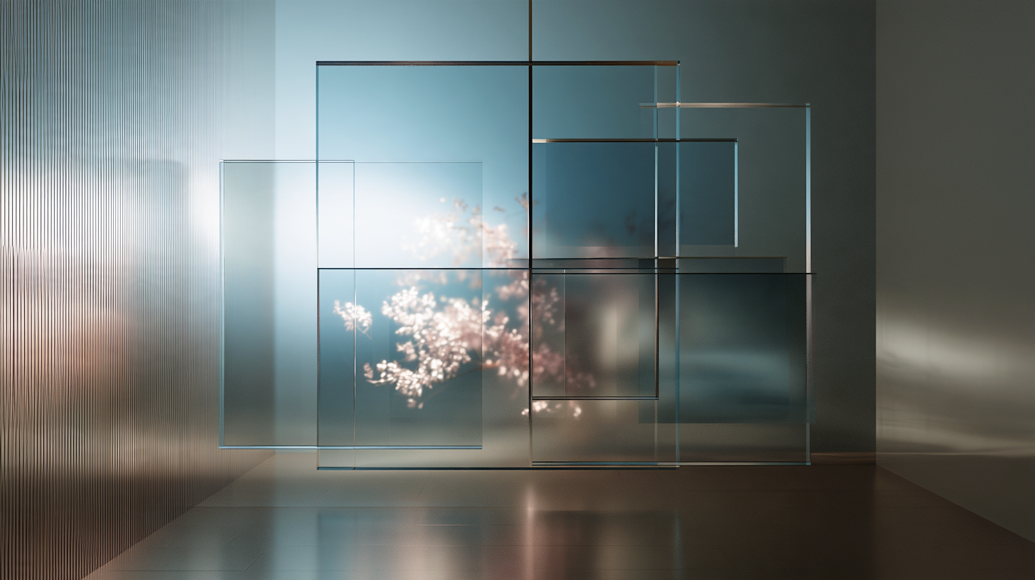 Layered translucent planes overlap in a quiet architectural composition, creating a sense of structure and alignment.