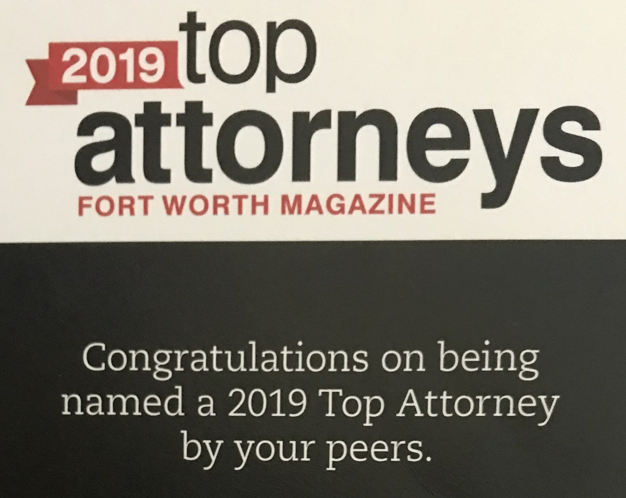 Attorney James L. Williams of Fort Worth, Texas Named to Tarrant County’s Top Lawyers in Fort Worth Magazine for 2019