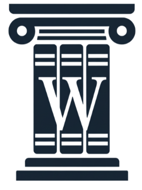 Illustration of the WordPress logo hanging from a horizontal bar.