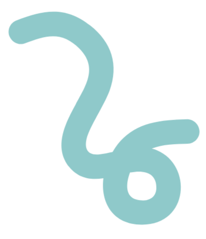 A stylized, light blue, abstract snake illustration on a black background.