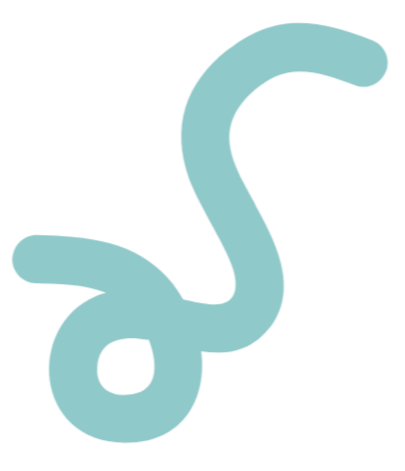 Light blue cartoonish snake curled in a loose loop with a small head.