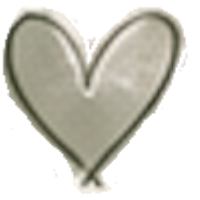 A felt heart-shaped cutout with a black outline on a white background.