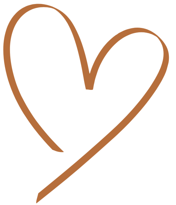 A stylized brown heart outline with a line extending downward.