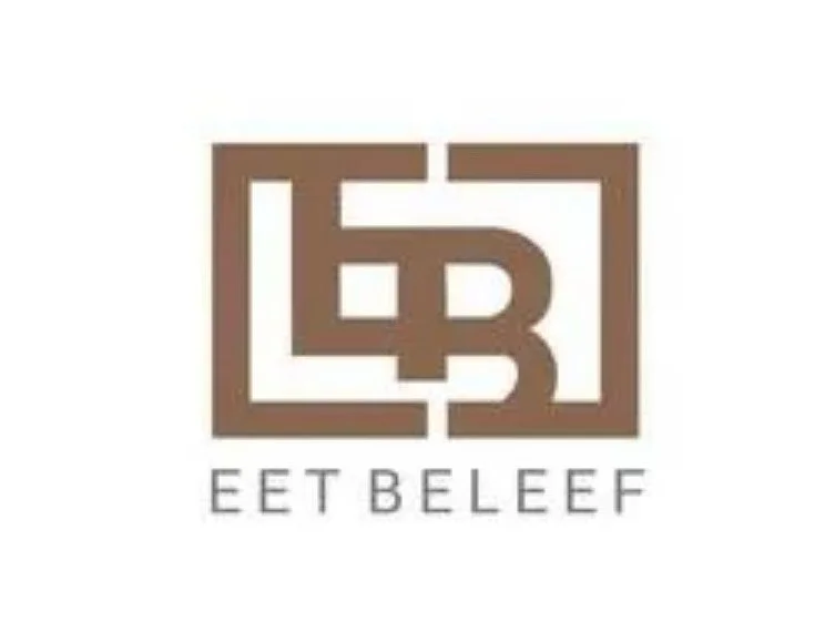 A logo with interlocking geometric shapes forming the initials L, B, and E, with the text 'EET BELEEF' underneath.