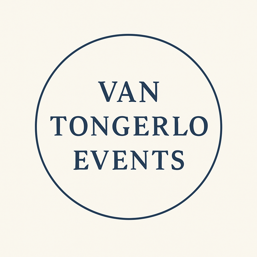 Logo with text 'VAN TONGERLO EVENTS' inside a circle