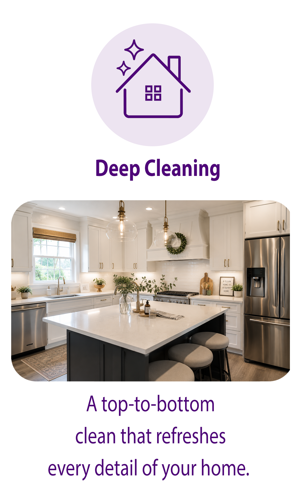 Professional deep cleaning service for homes that need extra attention and detailed cleaning.