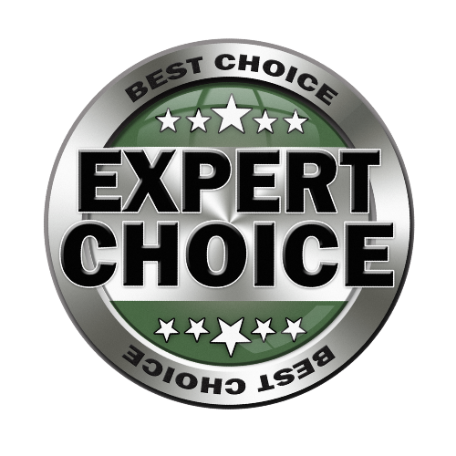 A circular badge with a silver and green color scheme, labeled "Expert Choice" in bold black letters, surrounded by stars and the words "Best Choice" at the top and bottom.