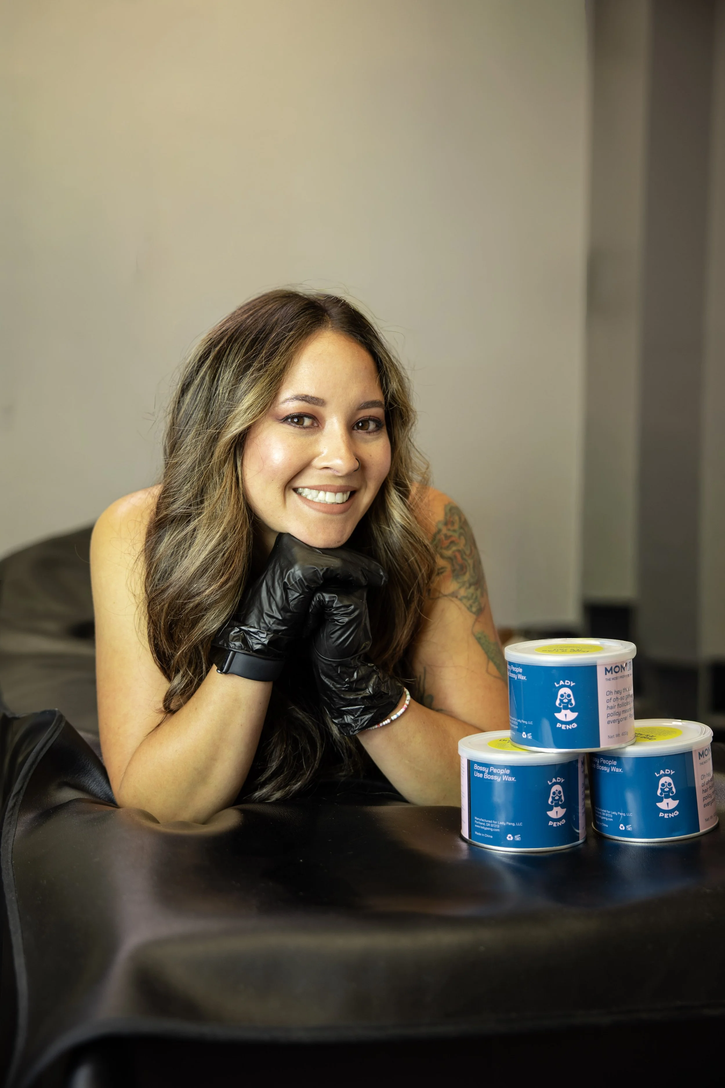 Closeup of a woman's face after a lash tints procedure