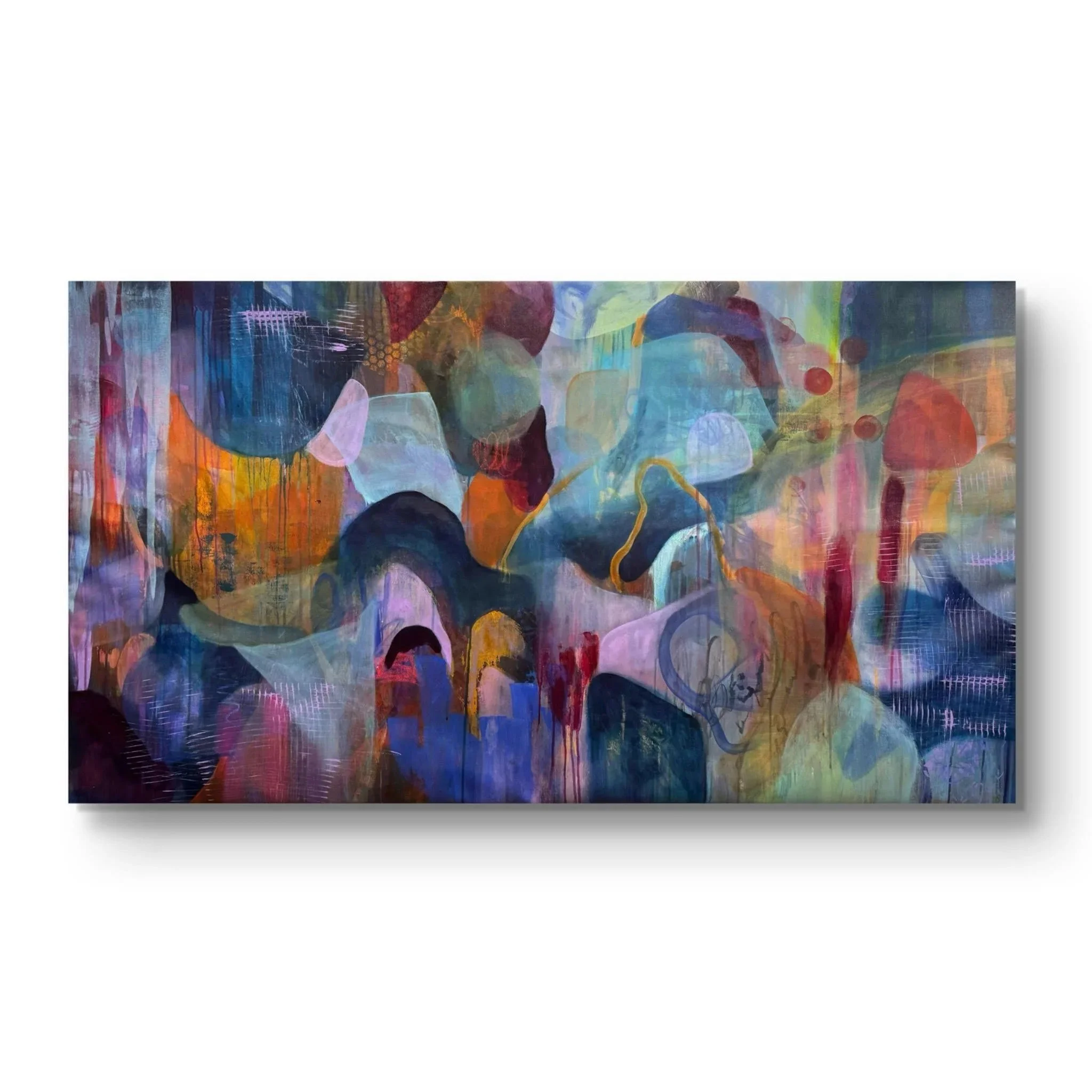 SOLD "Jardín Sumergido" mixed media on canvas 165x91cm