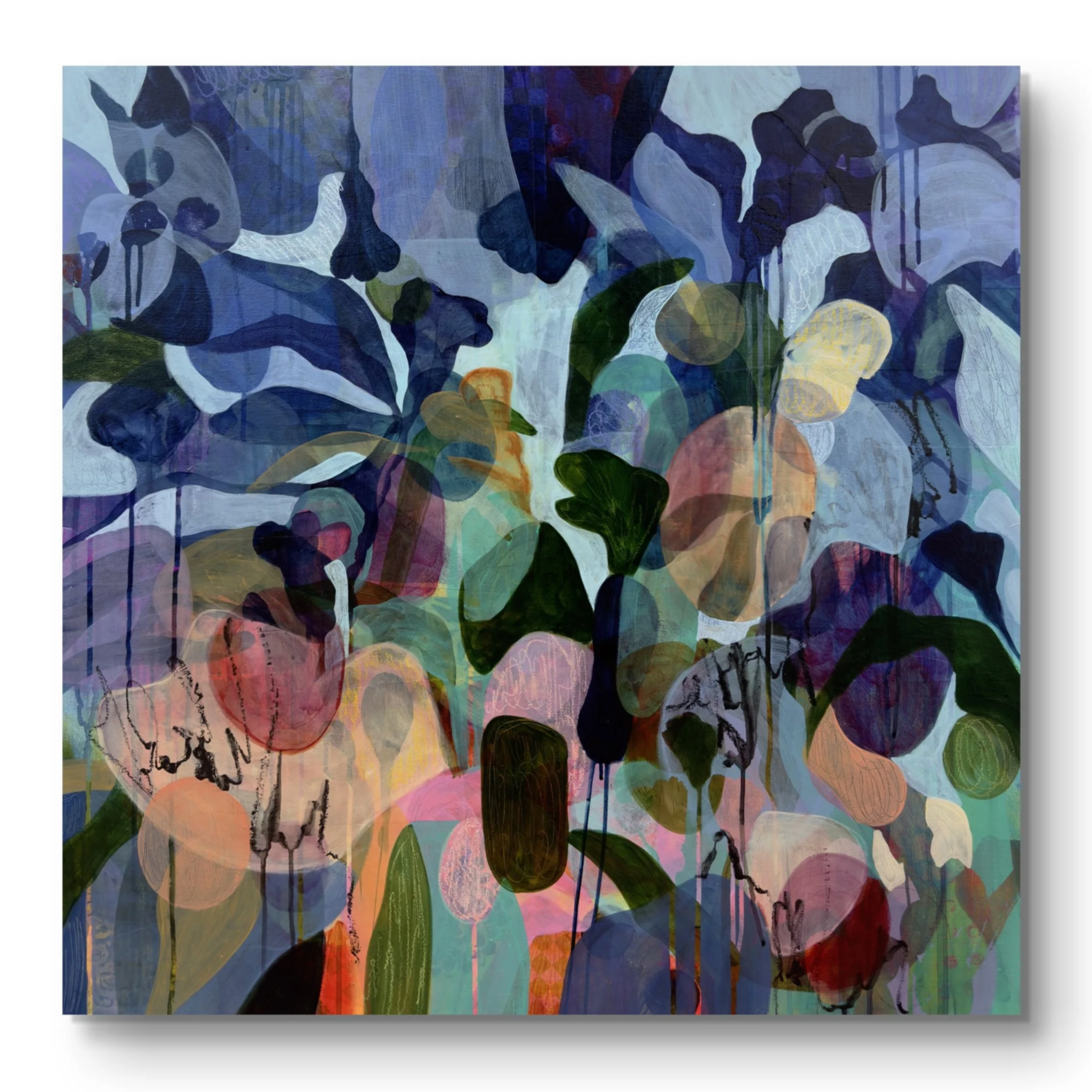 "Florece la Jungla no.2" mixed media on wood 90x90cm 