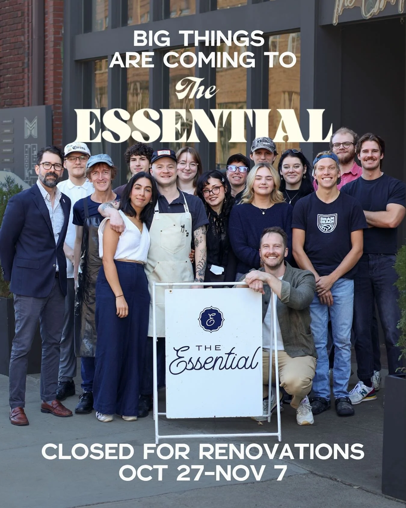 ✨WE WILL BE CLOSED FOR RENOVATIONS✨

The Essential is getting a big upgrade next week! We&rsquo;re revamping our space to continue bringing bigger and better things your way. 

We&rsquo;ll be closed Monday October 27 and back open Saturday November 8