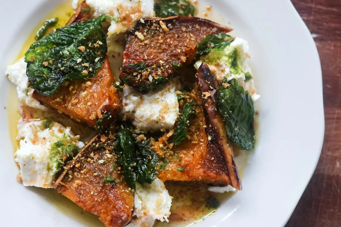 New season. New caprese. 
Roasted butternut squash from @boydharvestfarm with the same excellent @liuzzicheese mozzarella from @larderfoods. 
Available for lunch and dinner every day!
#essentialbham