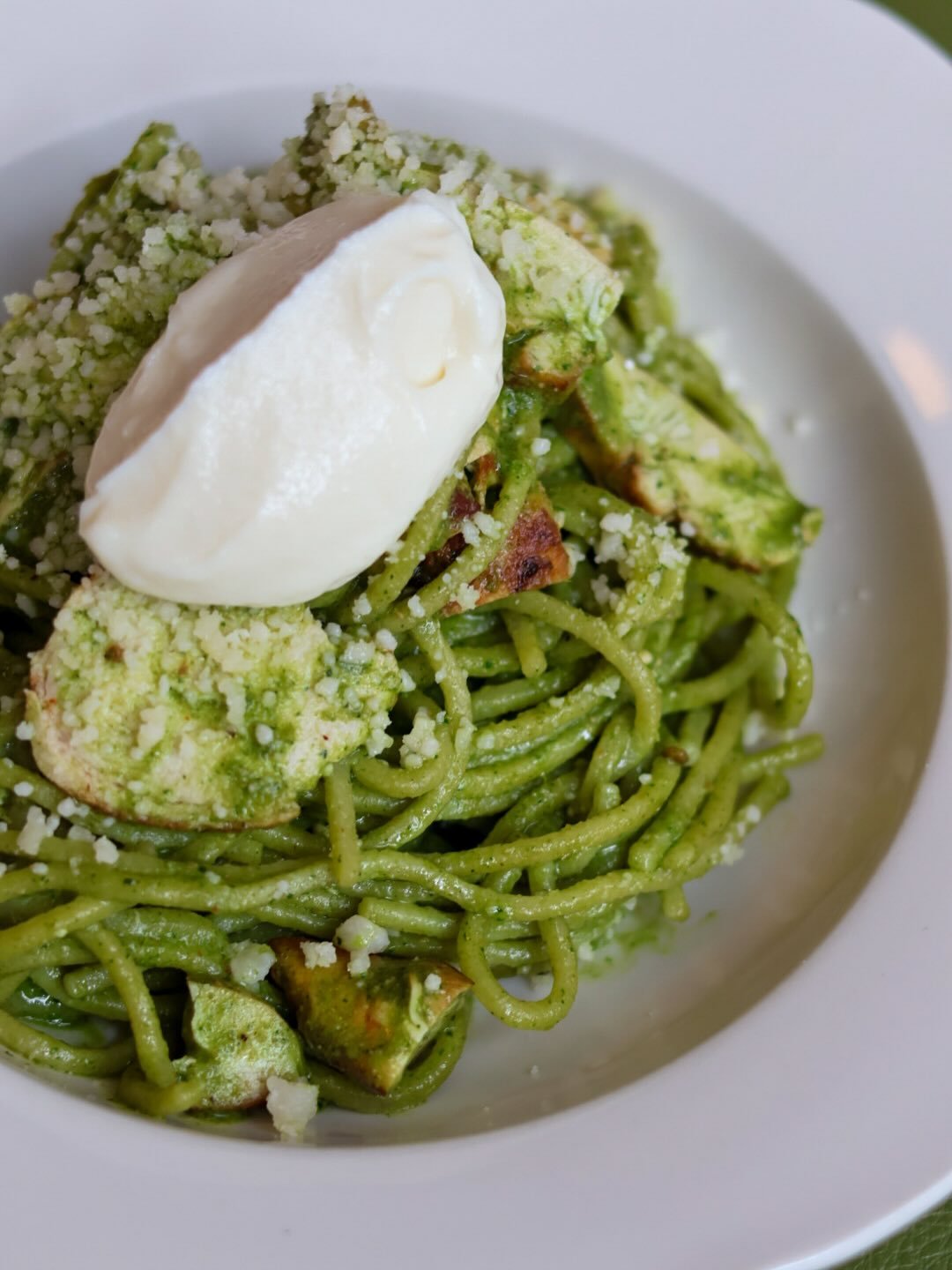 We actually find it quite easy being green 🍀

Come grab some pesto chicken spaghetti topped with whipped ricotta all day tomorrow for St. Patty&rsquo;s Day! It&rsquo;s probably good luck.

#essentialbham #pinchmeidareyou