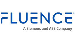 Fluence logo in blue and black text with a shadow effect